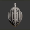 Futuristic Metallic Helmet with Silver Finish Yellow Accents and Modern Sci-Fi Design
