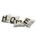 White Brown Cotton Decorative Pillows With HOME Letter Print Design