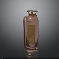 Elegant Pink Perfume Bottle With Gold Label Red Handle And Transparent Body