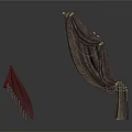 Essential Living Supplies With Red Fabric Curtain Hooks And Wooden Shelf Decor