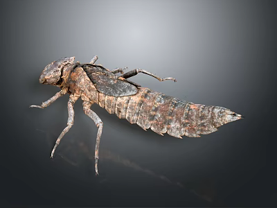 Brownish Gray Insect Larva With Rough Exoskeleton Segmented Body And Multiple Legs On Dark Background 3d model