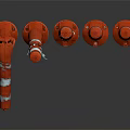 Set Of Orange Traffic Cones With White Reflective Stripes Standing And Fallen