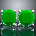 Fashion Accessories Emerald Square Cut Earrings with Silver Prongs and Shiny Surface