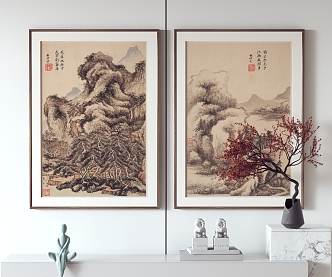 New Chinese Landscape Painting Hanging Painting Decorative Painting 3d model