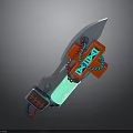 Futuristic Sci Fi Knife With Blue Glowing Blade And Red Decorative Parts