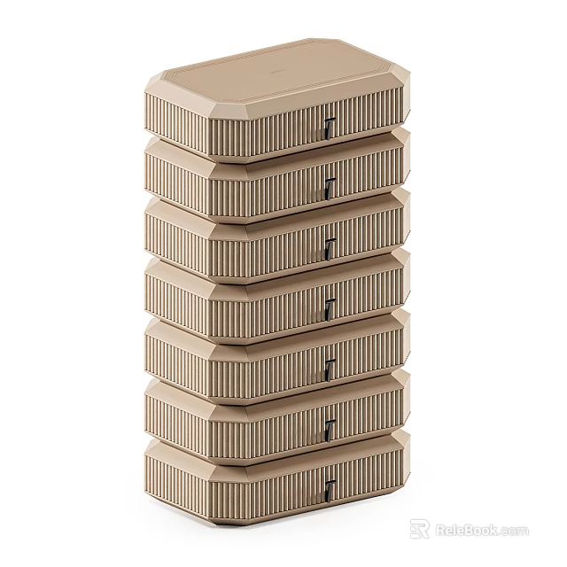 Beige Entryway Cabinet and Side Cabinet with Stacked Drawers Modern Home Storage Design 3d model 