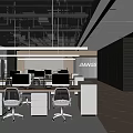 Modern Public Office Space Design With Open Layout Desks Computers And Branding Signage