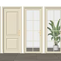 Cream Hinged Doors With Brass Handles Solid And Glass Panel Interior Design