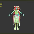 Anime Style 3D Character Model With Red White Outfit Long Hair And Boots