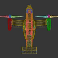Military Fighter Jet Featuring Large Wings Twin Propeller Engines And Landing Gear
