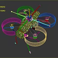 Green Quadrotor Drone With Circuit Board Design And Colorful Components 3d model