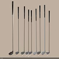 Professional Golf Clubs Sports Equipment Set with Different Types Metal Heads and Black Handles