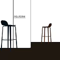 Modern Poliform Bar Stools in Blue and Brown for Contemporary Interior Setting 3d model