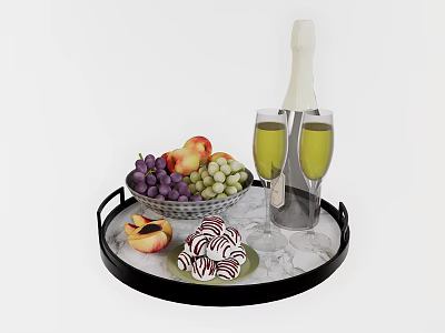 Modern Food Simple Fruit Wine Glass Chocolate Wine Bottle 3d model
