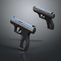 Two Modern Pistols With Black Silver Design Metal Construction And Ergonomic Grip