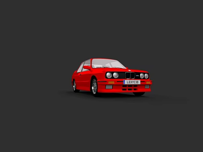 Red Classic Sedan Car With Front Grille And Headlights Design 3d model