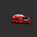 Red Classic Sedan Car With Front Grille And Headlights Design 3d model