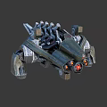 Futuristic Mechanical Robot With Red Glowing Engines And Metallic Armor Structure