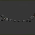 Detailed Warhammer Weapon With Metal Chain And Red Gemstone Decorative Handle