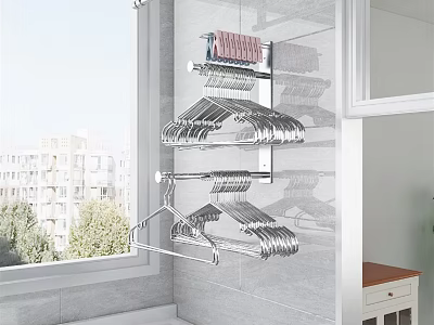Wall Mounted Multi Layer Stainless Steel Clothes Hangers with Space Saving Design for Home Use 3d model