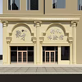 Classical Modern Mall Store Exterior With Arched Windows Columns And Stone Facade