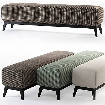 Modern Upholstered Sofa Bench With Checkered Pattern And Black Legs In Multiple Colors 3d model