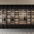 Modern Decorative Cabinet With Layered Shelves Lighting Effect And Sleek Design