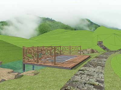 Steel Mesh Platform of Modern Viewing Platform model