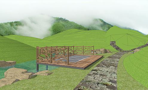 Steel Mesh Platform of Modern Viewing Platform 3d model