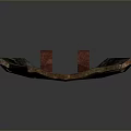Ancient Rusty Metal Shield as Historical Protective Weapon with Rectangular Hole and Rivets