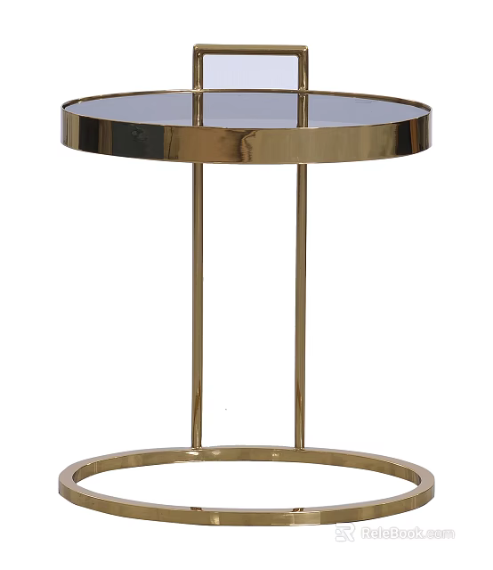 Sleek Gold Round Side Table With Smooth Top And Metal Frame 3d model