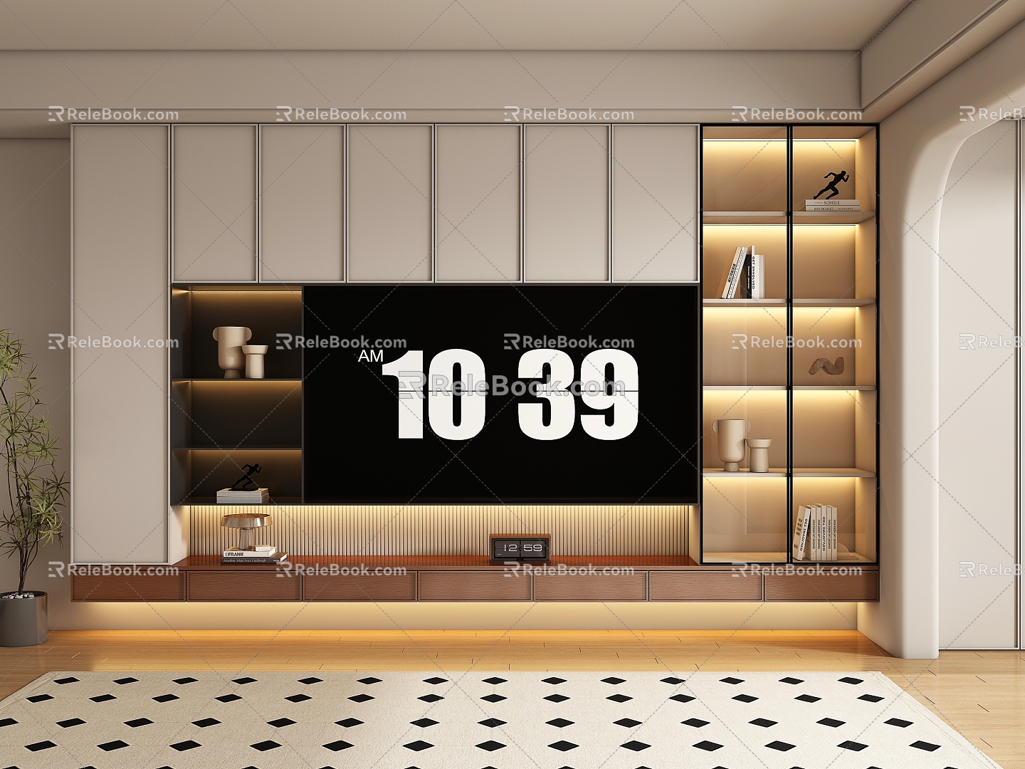 medieval TV cabinet background wall 3d model