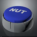 NUT Label Round Button With Blue Top And White Base On Dark Background 3d model