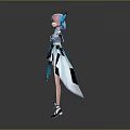 Stylish Female Character With Butterfly Creature Elements In Blue And White Dress And Wings