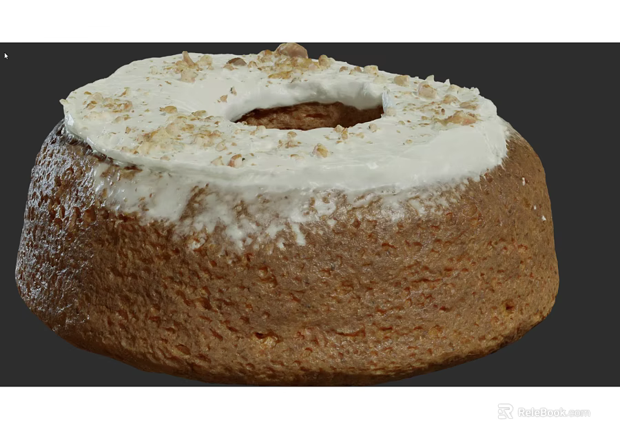 Brown Bundt Cake With White Frosting And Crumbled Toppings On Top 3d model 