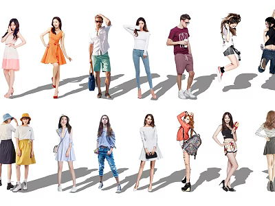 Group Of People Showcasing Diverse Fashion Outfits 3d model
