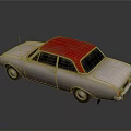 Vintage Sedan Car With Red Roof And Light Colored Body Classic Retro Design