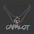 Stylish Silver Chain Necklace Featuring CAVALOT Lettering Pendant With Pink Blue Accents