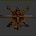 Two Bird Statues Perched On Wooden Spinning Wheel Classic Design