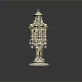 Ornate Multi Tiered Decorative Tower With Intricate Carvings Detailed Patterns And Sturdy Base