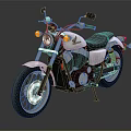 Classic White Motorcycle With Round Headlight Black Seat And Chrome Details