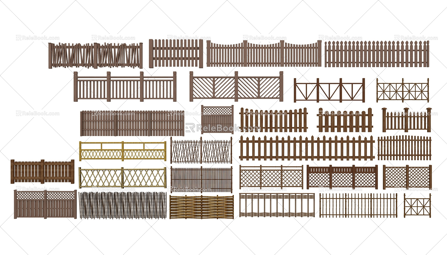 Chinese Guardrail Wooden Railing 3d model