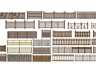 Chinese Guardrail Wooden Railing 3d model