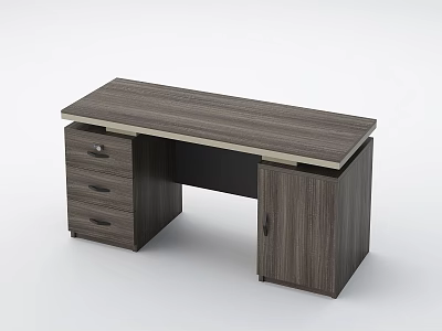 Office Desk with Wooden Surface Drawers and Cabinet for Modern Office Workspace 3d model