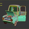 Light Blue Functional Utility Vehicle With Open Hood And Side Door 3d model