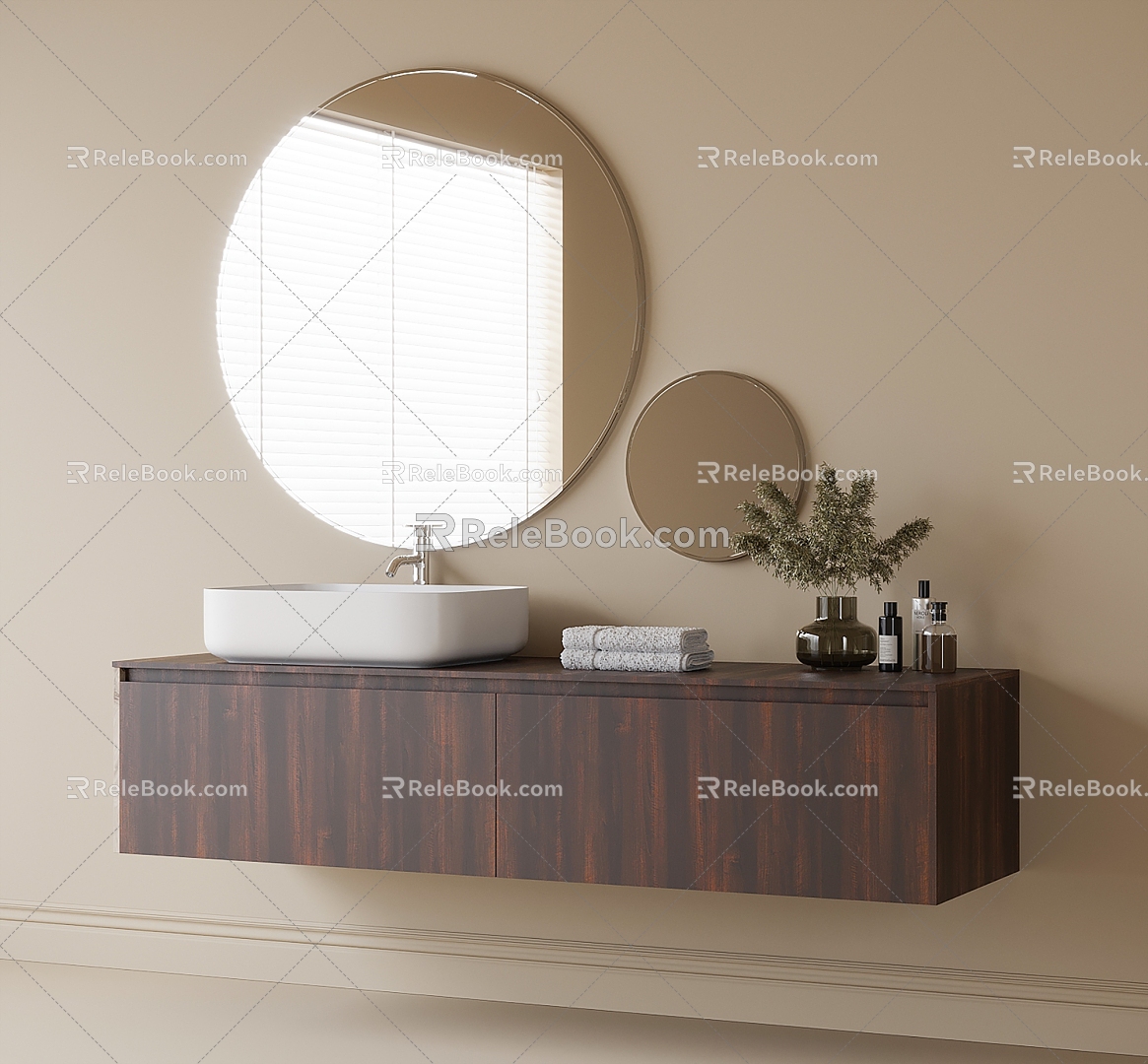 Modern Bathroom Cabinet Washstand Bathroom Cabinet Mirror 3d model