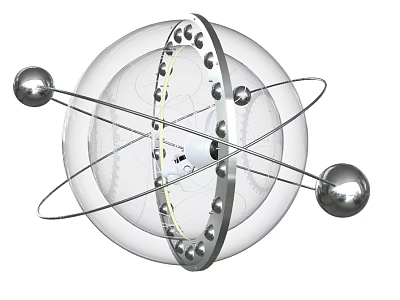 Modern Transparent Sphere Chandelier With Silver Metal Frame And Circular Accents 3d model