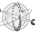 Modern Transparent Sphere Chandelier With Silver Metal Frame And Circular Accents
