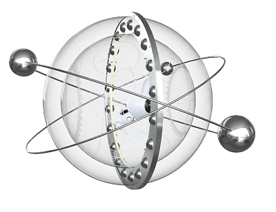 Modern Transparent Sphere Chandelier With Silver Metal Frame And Circular Accents 3d model