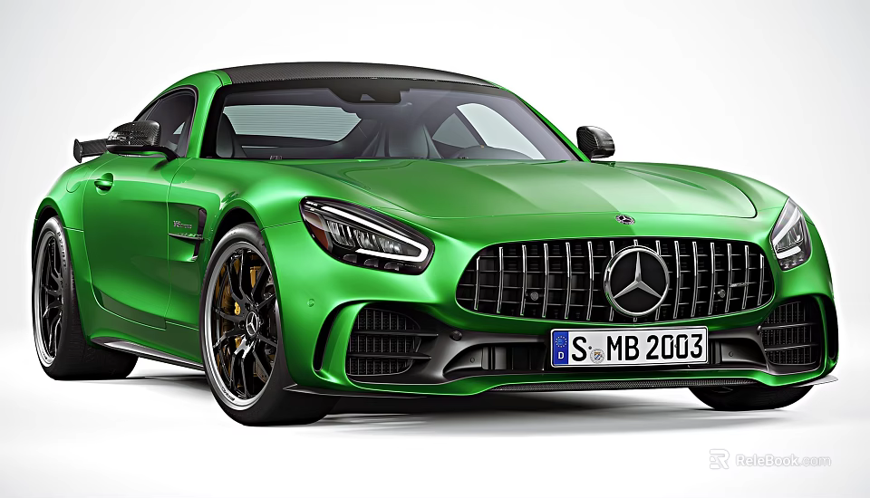 Green Mercedes Benz AMG Sports Car Front View 3d model 